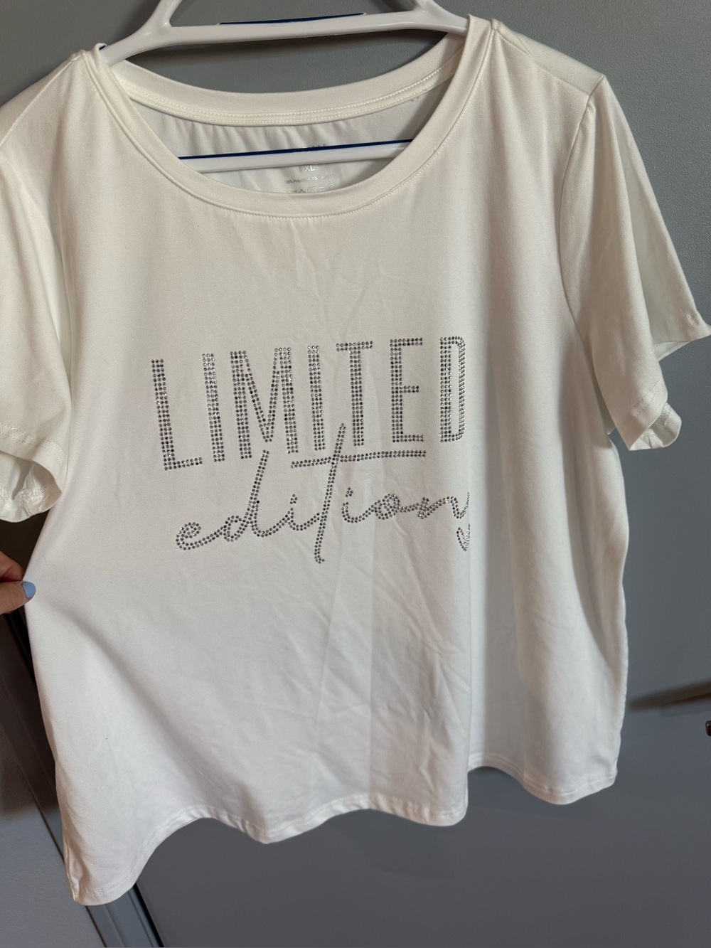 SHEIN “Limited Edition” Blinged White Women’s Short Sleeve Tee